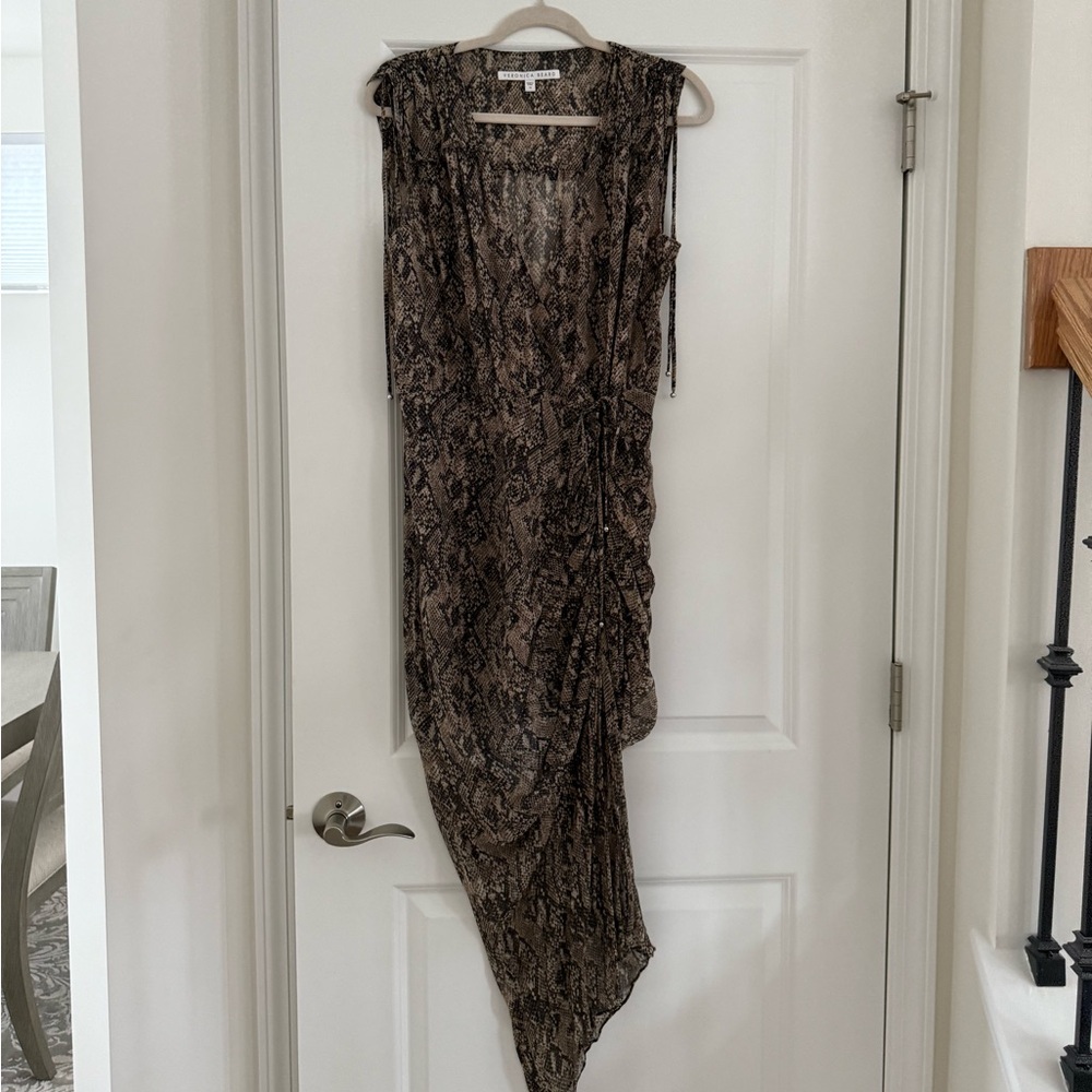 Veronica Beard Teagan Python Print Ruched Silk Dr… - image 2